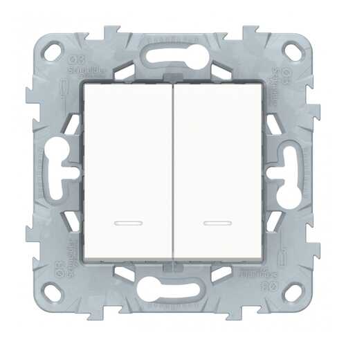 Переключатель SE Unica New Бел 2-клавишный, 2 модуля, с подсветкой, 2 х сх.6а в Леруа Мерлен
