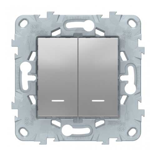 SE Unica New Алюминий Переключатель 2-клавишный, 2 модуля, с подсветкой, 2 х сх.6а в Леруа Мерлен