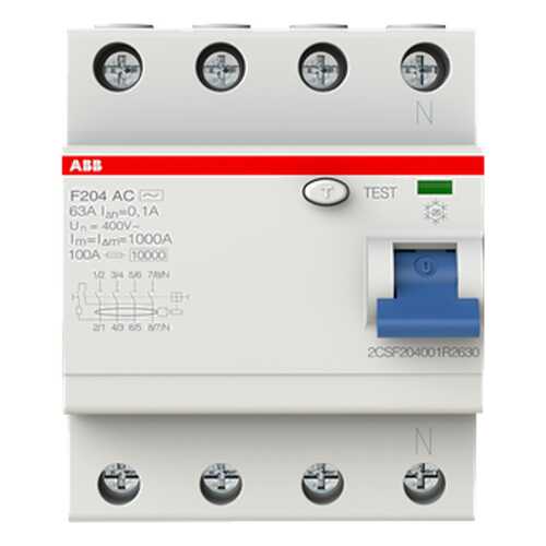 Выключатель дифференциального тока (УЗО) ABB F204, 4P, 63А, 100мА, АС в Леруа Мерлен