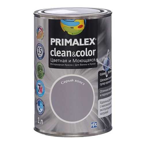 Краска для внутренних работ Primalex Clean&Color 1л Серый Холст, 420206 в Леруа Мерлен