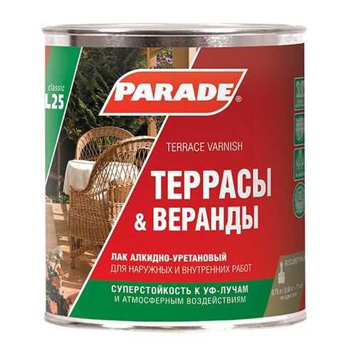 Лак для террас алкидно-уретановый PARADE L25 Террасы &Веранды Глянцевый 0,75л в Леруа Мерлен