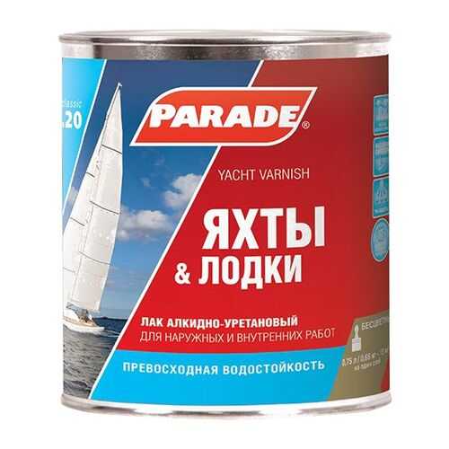 Лак яхтный алкидно-уретановый PARADE L20 Яхты &Лодки Глянцевый 0,75л в Леруа Мерлен