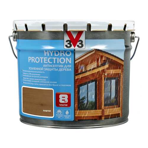 V33 Hydro Protection антисептик для усиленной защиты дерева 9 л, Цвет каштан в Леруа Мерлен