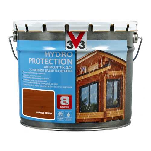 V33 Hydro Protection антисептик для усиленной защиты дерева 9 л, Цвет красное дерево в Леруа Мерлен