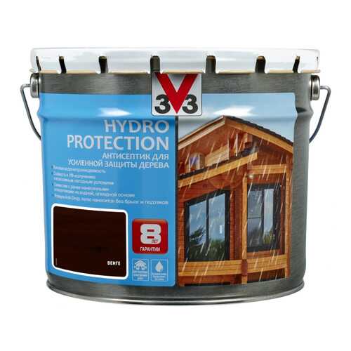 V33 Hydro Protection антисептик для усиленной защиты дерева 9 л, Цвет венге в Леруа Мерлен