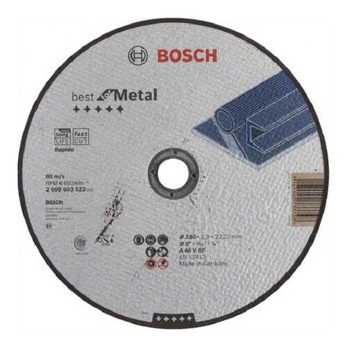 Отрезной круг Bosch Best по метл 230x1,9, прям 2608603522 в Леруа Мерлен