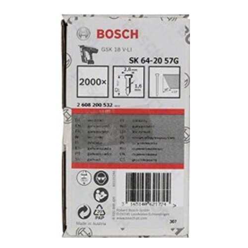 Гвозди для электростеплера Bosch 1,6/16g 57mm 2000шт 2608200532 в Лаура Марлин
