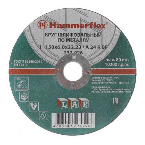 Шлифовальный диск по металлу для угловых шлифмашин Hammer Flex 232-026 (86947) в Леруа Мерлен