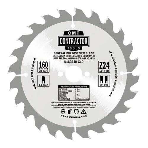 Диск пильный CMT Ф160х20мм 24зуб. (K16524H-X10) в Леруа Мерлен