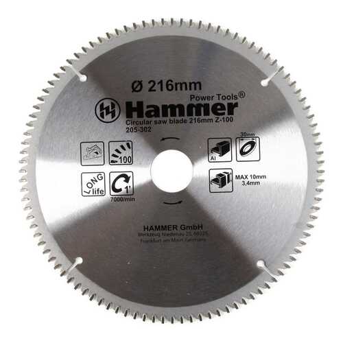 Диск по алюминию для дисковых пил Hammer Flex 205-302 CSB AL (30682) в Леруа Мерлен