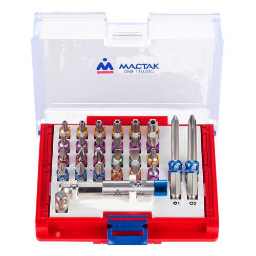 МАСТАК Набор вставок (бит) 1/4, TORX, HEX, PZ, PH, SLOT, 28 предметов 058-11028C в Леруа Мерлен